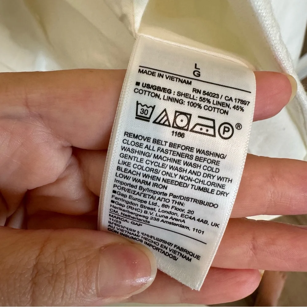 GAP Linen Blend White Double-Breasted Tie Waist Blazer - Picture 8 of 11